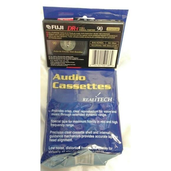 BUNDLE ONLY Lot of 3 New Aud Cassette Tape 1 Fuji DR-I 90 Normal Bias 2 Relitech - Picture 2 of 2